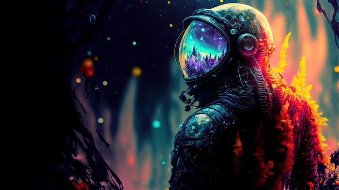 Astronaut in a colorful galaxy 4K