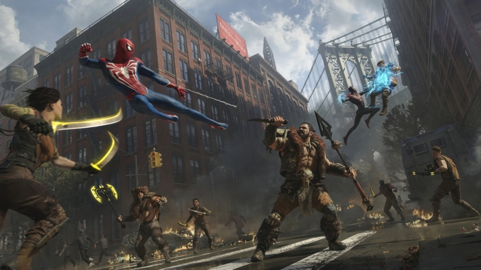 Spider-Man and Kraven in a street fight