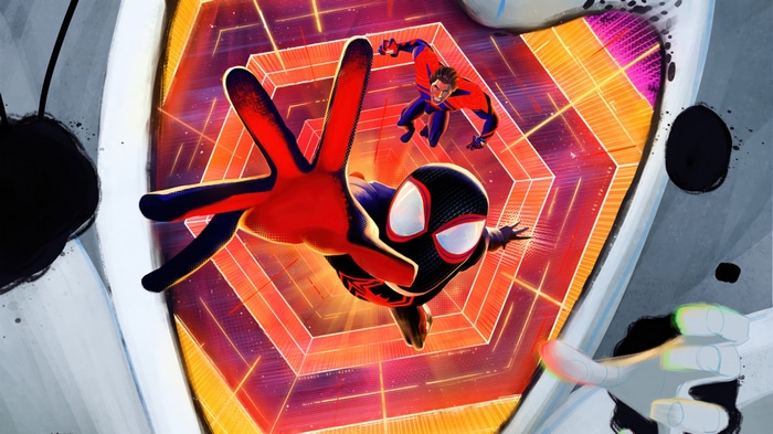Miles Morales and Spider-Man 2099 in Spider-Man: Across the Spider-Verse 4K