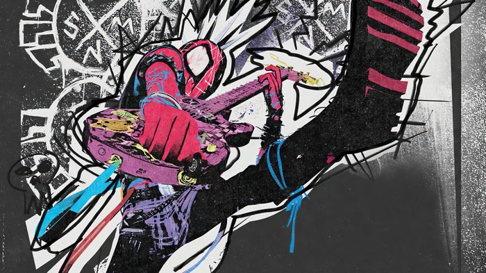 Spider-Punk Playing Guitar in Spider-Man: Across the Spider-Verse 4K