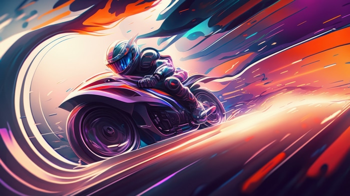 Motorcycle Race in Colorful Digital Art 4K