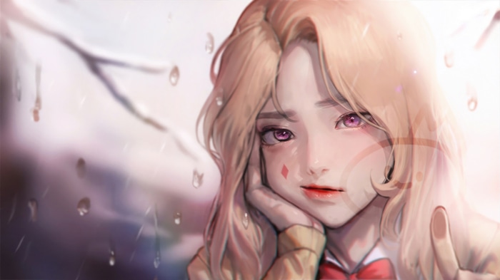 Cute Anime Girl with Blonde Hair 4K
