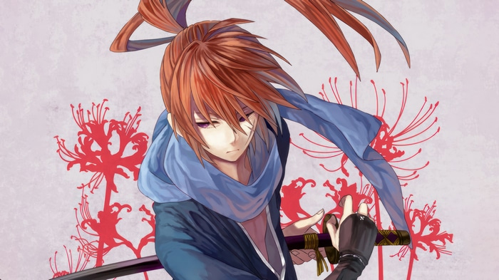 Kenshin Himura with Red Spider Lilies 4K