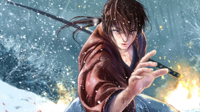 Kenshin Himura in a Snowstorm with a Katana