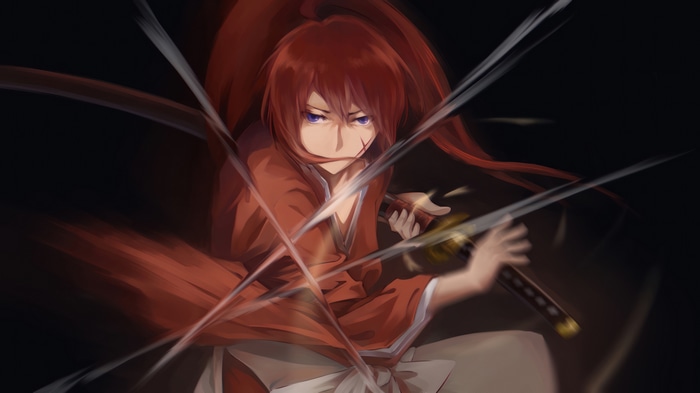Kenshin Himura in action with his sword
