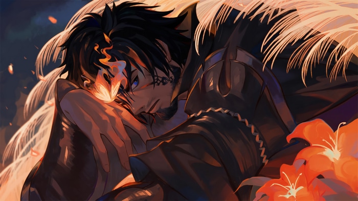 Clive Rosfield from Final Fantasy 16 with fire