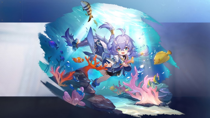 Bailu in an underwater scene with fish and coral
