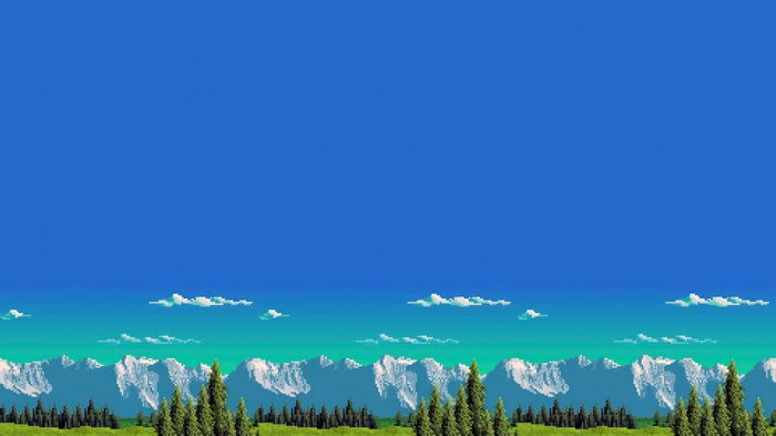 Pixel Art Landscape with Mountains and Trees 4K