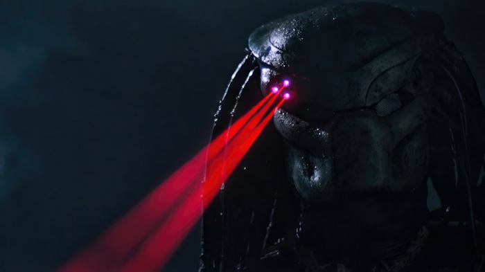 Predator with red targeting lasers in 4K
