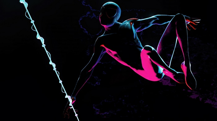 Miles Morales Swinging with Web Line 4K