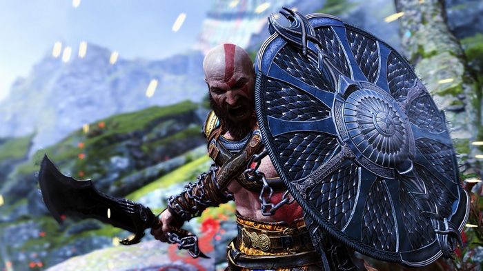 Kratos with Blade and Shield in God of War Ragnarok 4K