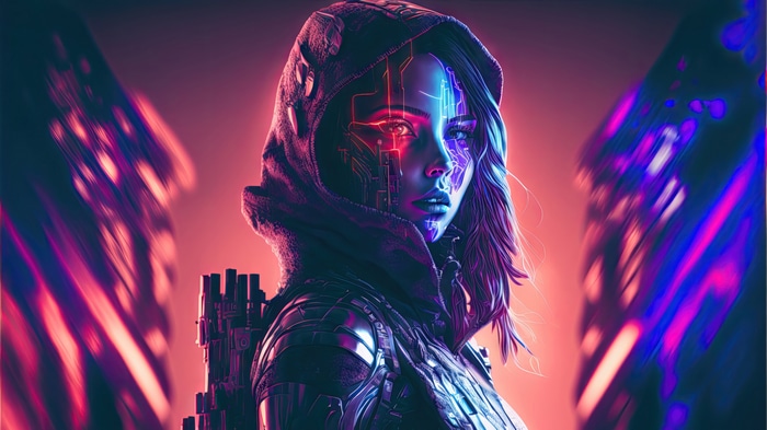 Sci-Fi Cyberpunk Girl with Digital Art 4K