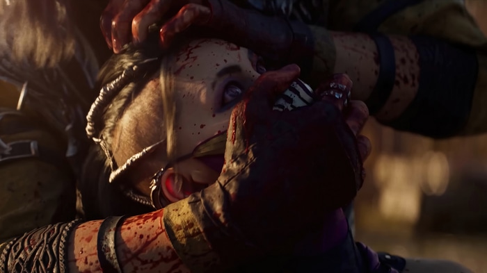 Mortal Kombat 1: Mileena in bloody close-up