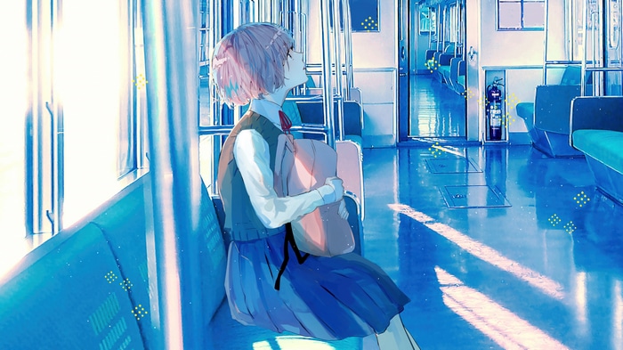 Anime Girl Riding a Train 4K