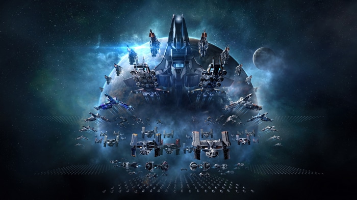 EVE Online Spaceships in Space Fleet Formation 4K