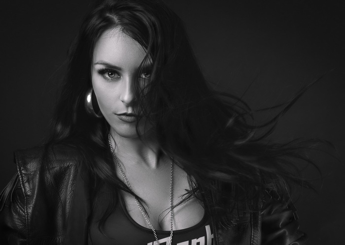 Black and White Portrait of Woman Model