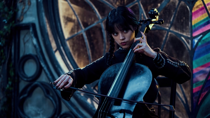Wednesday Addams plays the cello in 4K