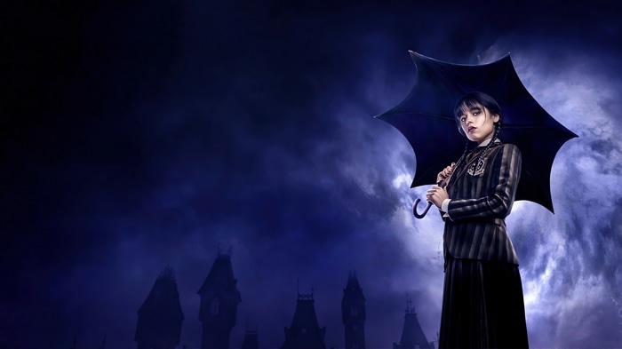 Wednesday Addams with Umbrella in 4K