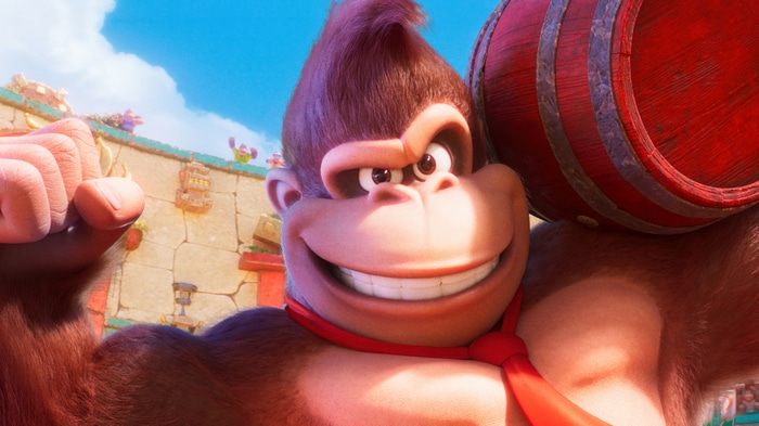 Donkey Kong holding a barrel in 4K