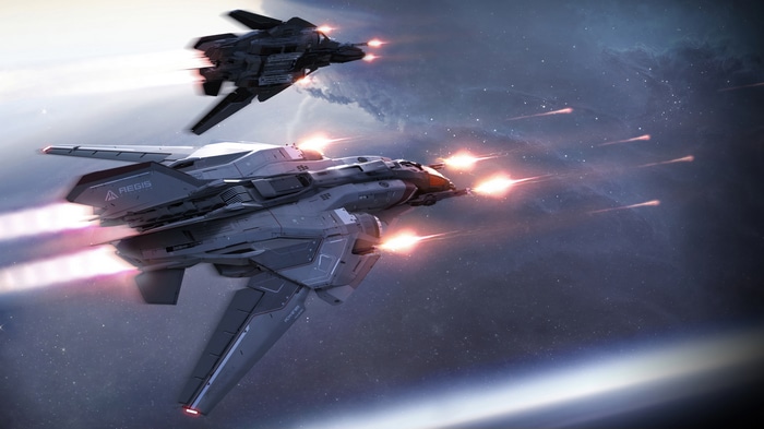 Star Citizen 4K space battle with fighter ships