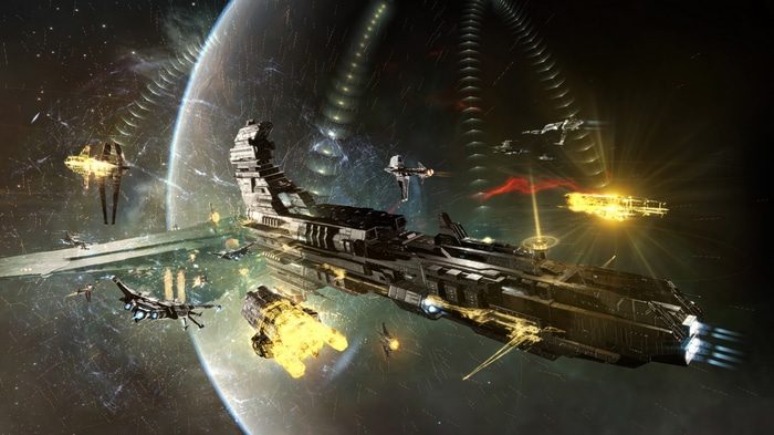 EVE Online Spaceships in Space