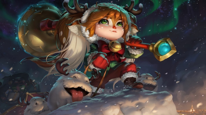 Poppy in a Winter Outfit with Poro Companions