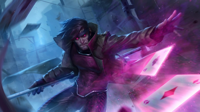 Gambit from X-Men using kinetic energy