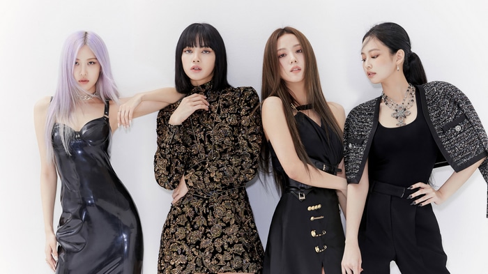 BLACKPINK members Rose, Lisa, Jisoo, and Jennie posing