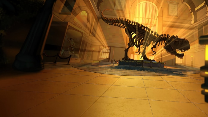 Tyrannosaurus Rex skeleton in a museum 4K