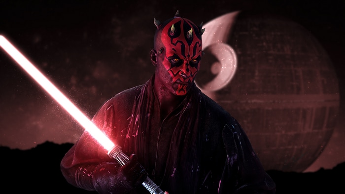 Darth Maul with Lightsaber and Death Star 4K