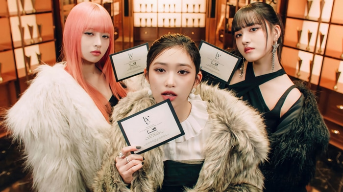 IVE members holding IVE cards