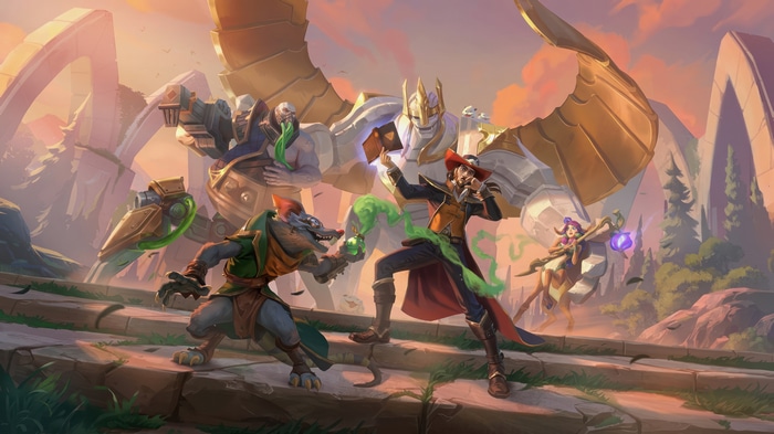 League of Legends characters in a ruin setting 4K
