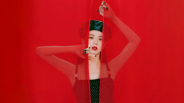 Jisoo from BLACKPINK in red attire