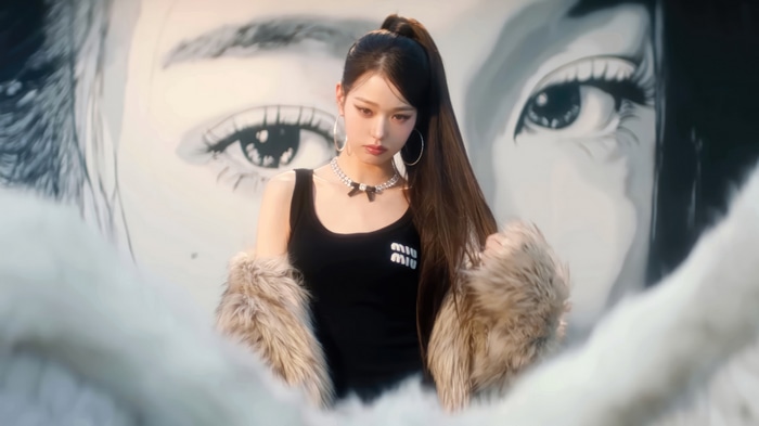 IVE Jang Won-young in black Miu Miu tank top