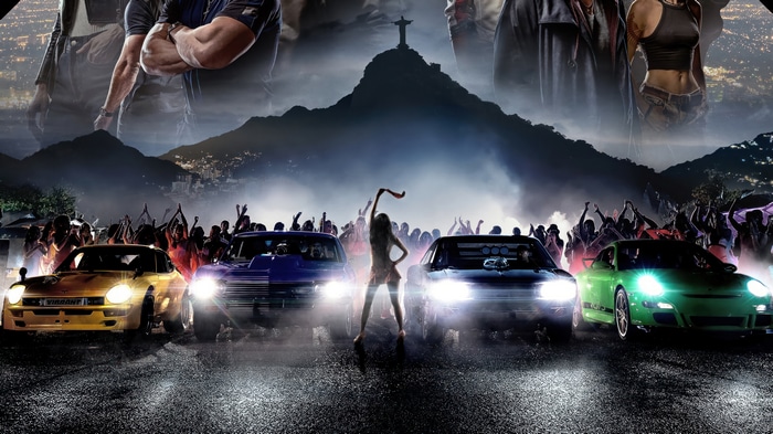 Fast X Cars and Crowd in Rio