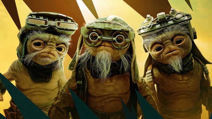 Babu Frik and two other Anzellan aliens in Star Wars