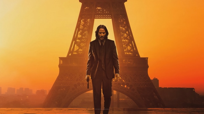 John Wick 4K in front of the Eiffel Tower