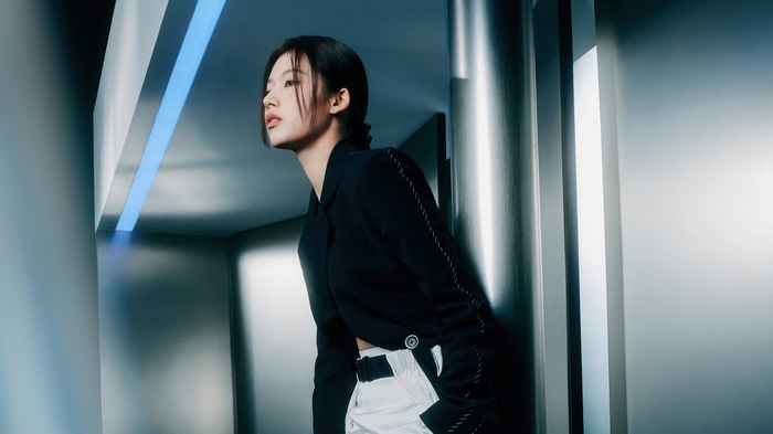 Sana from TWICE in a futuristic setting