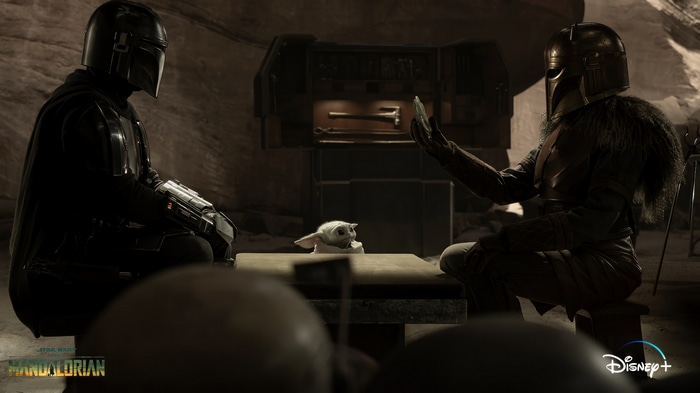 The Mandalorian and The Armorer with Grogu