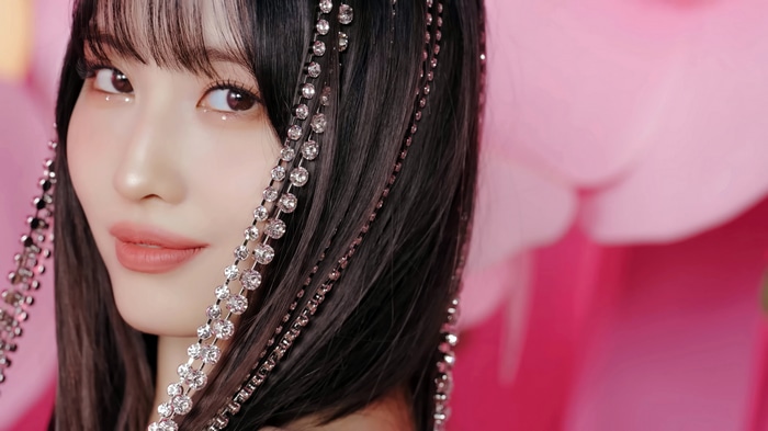Momo from TWICE with crystal hair accessories