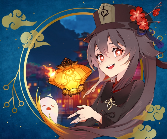 Hu Tao from Genshin Impact holding a lantern