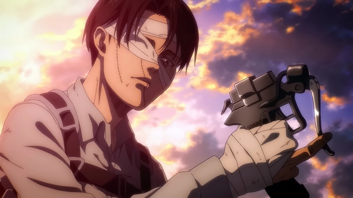 Levi Ackerman holding a weapon in Attack on Titan 4K