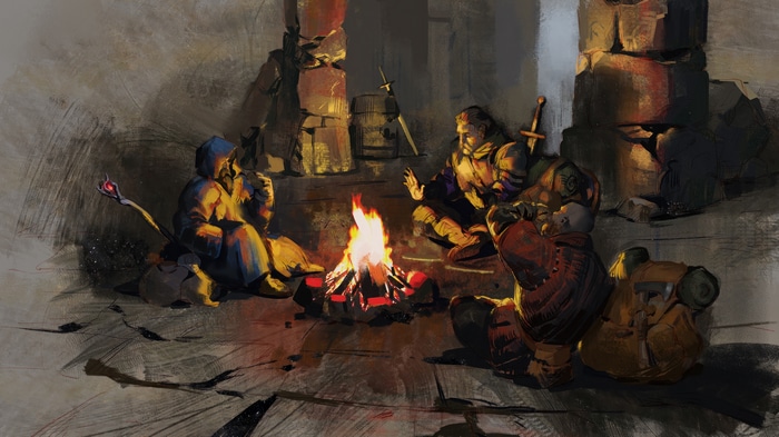 Dark and Darker campfire scene
