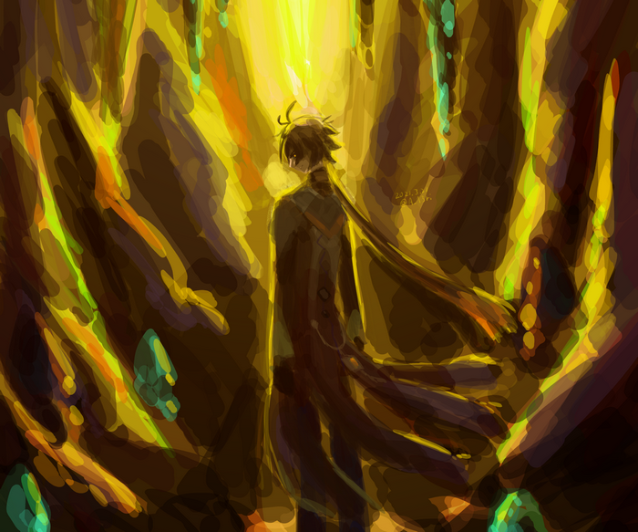 Zhongli in a glowing cave