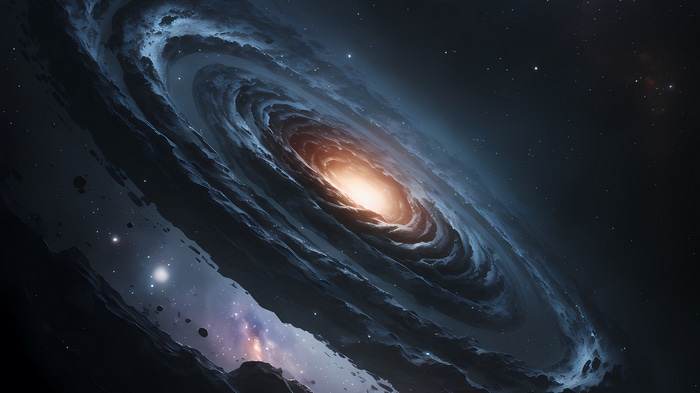 Spiral Galaxy with Bright Core and Stars 4K