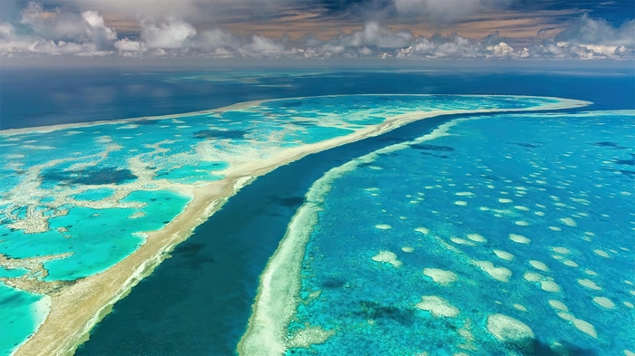 Aerial view of Australia's Great Barrier Reef 4K