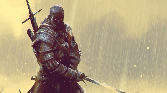 Geralt of Rivia in the rain