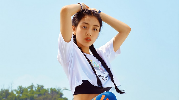 Jihyo of TWICE posing outdoors