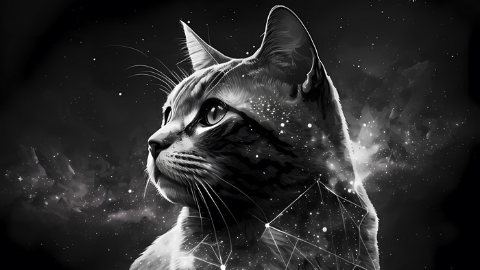 Cat with Stars and Constellations 4K