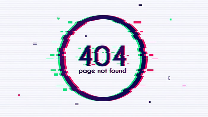 404 Page Not Found Glitch Circle